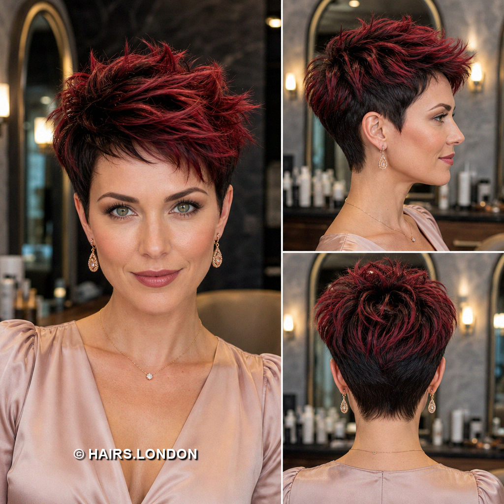 19 Burgundy Pixie Haircuts with Cherry Ribbons, Curls, and Quiffs Cherry Textured Pixie