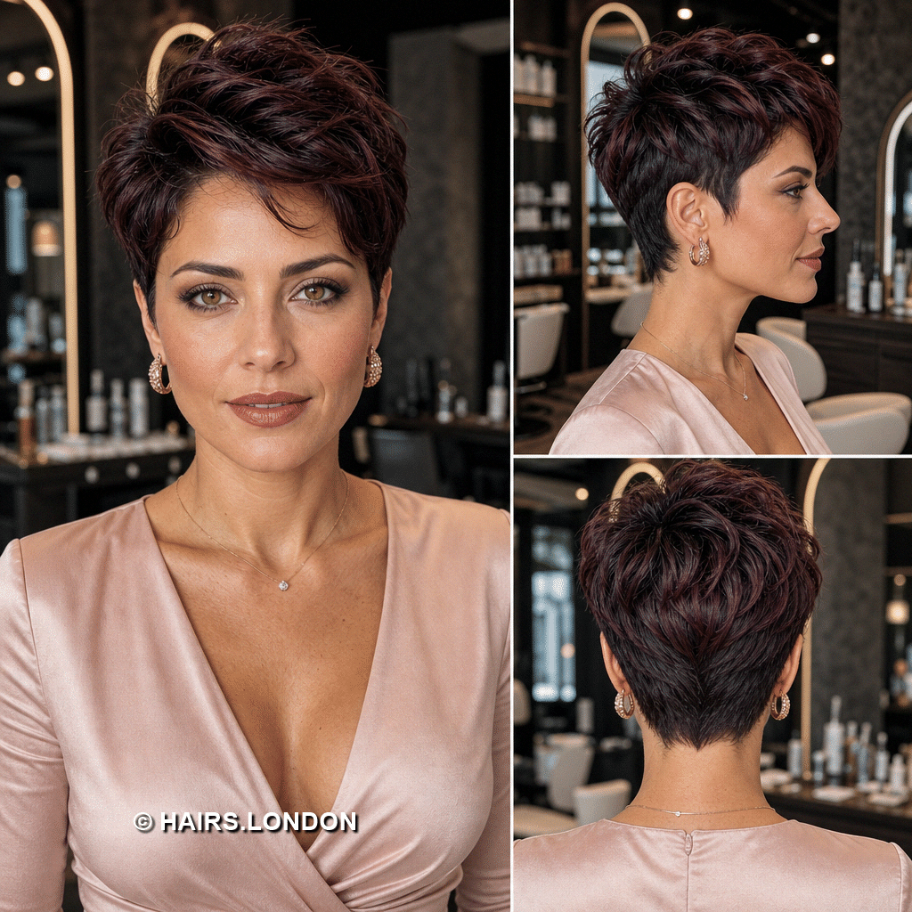 19 Burgundy Pixie Haircuts with Rich Color and Modern Texture cherry voluminous pixie
