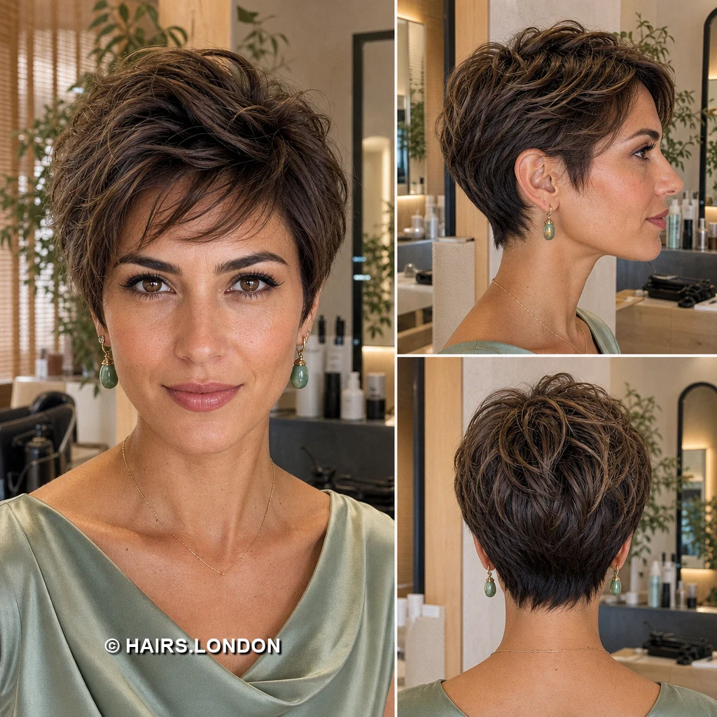 18 Textured Pixie Haircuts with Swept Fringe and Tapered Napes Chestnut Airy Quiff