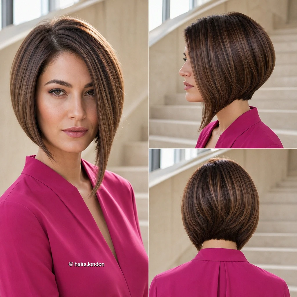 20 Bob Haircuts: Angled, Graduated and Textured Ideas Chestnut Angled Bob
