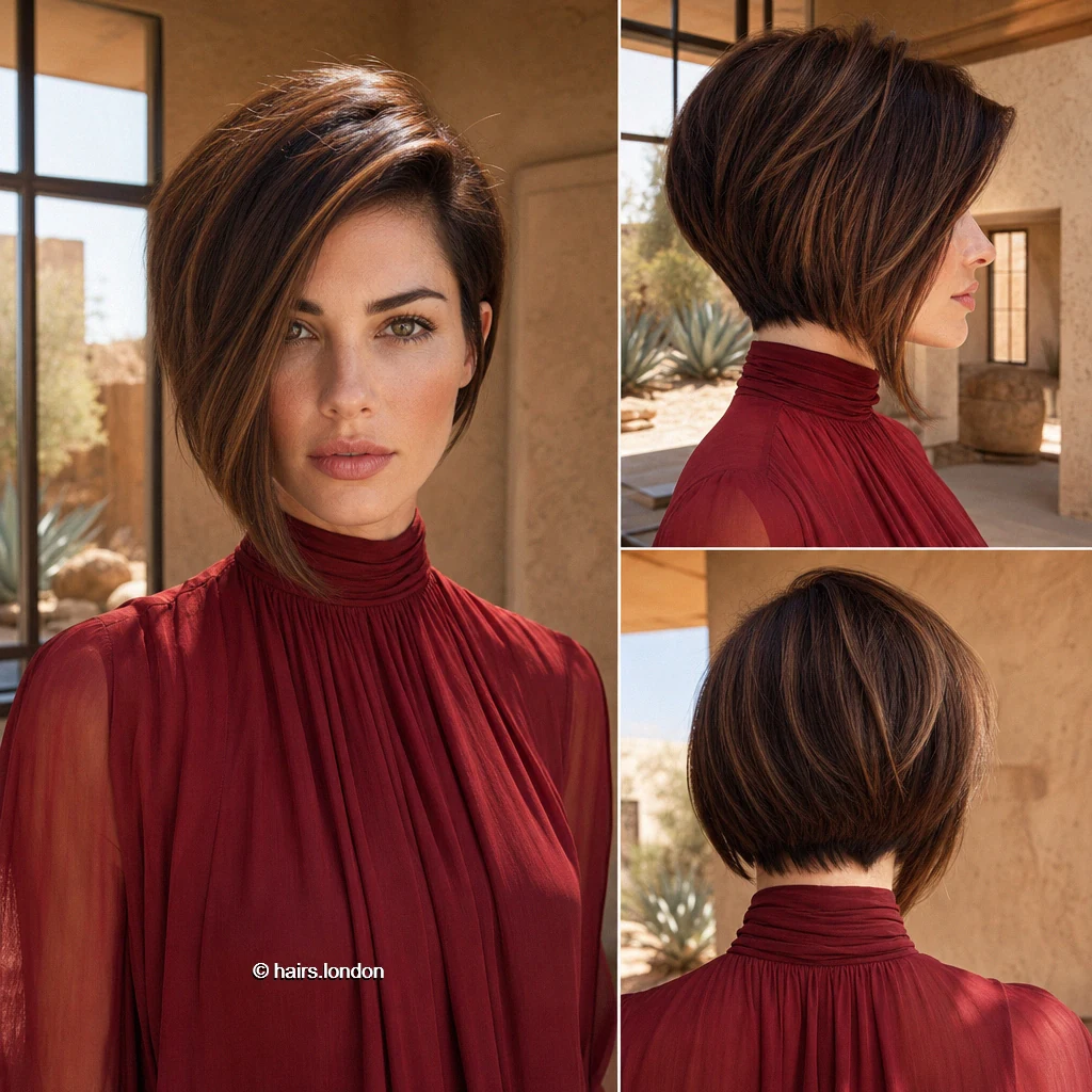 20 Bob Haircuts: Angled, Graduated and Textured Ideas Chestnut Asymmetrical Bob