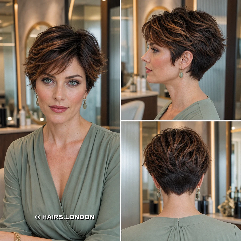 19 Highlighted Pixie Haircuts with Curls, Sweeps, and Tapered Napes Chestnut Blonde Coils