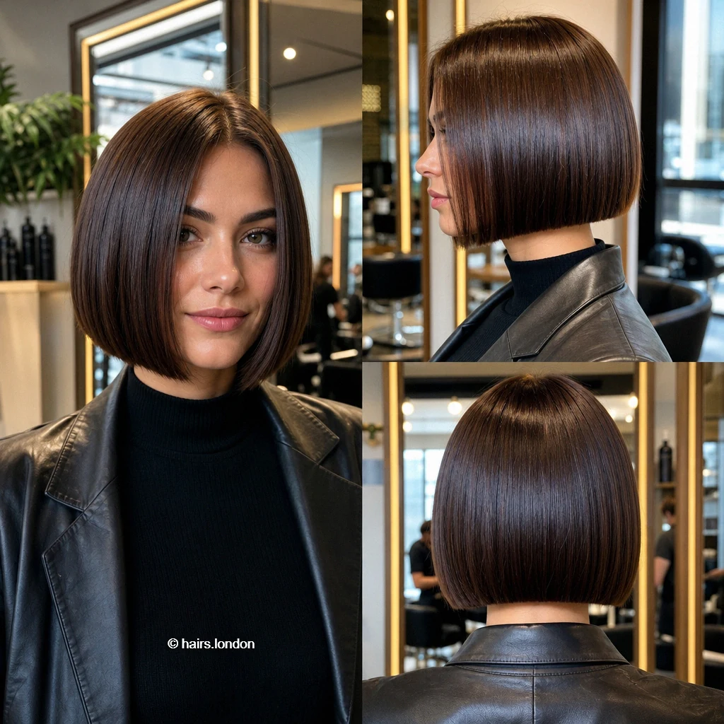 20 Short Bob Haircuts, From Tousled Layers to Sleek Angles Chestnut Blunt Bob