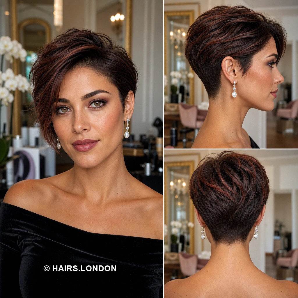 16 Burgundy Pixie Haircuts with Fringe, Texture, and Tapered Napes Chestnut Extended Pixie