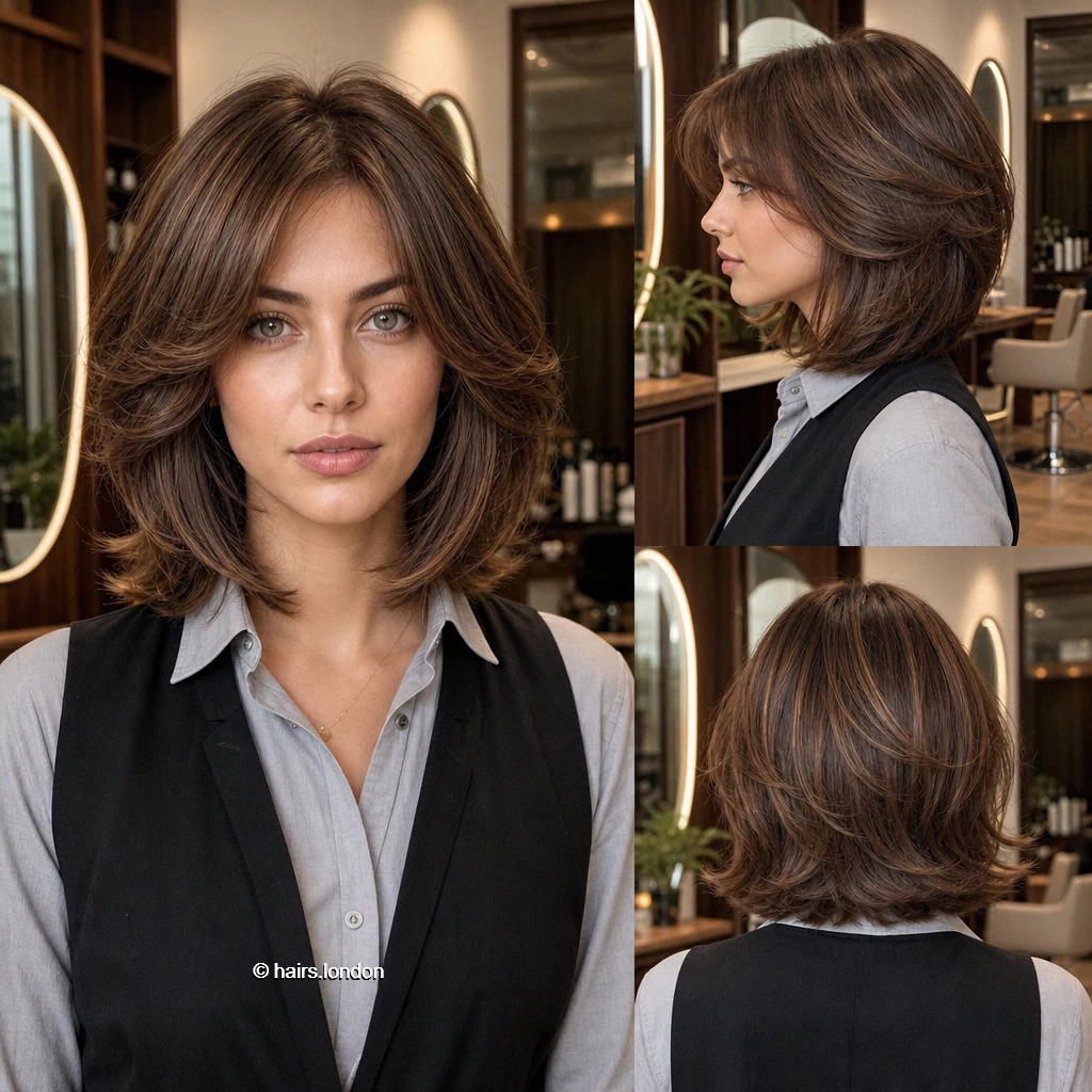 20 Brunette Bob Haircuts, From Rounded Shapes to Feathered Layers Chestnut Flicked Bob
