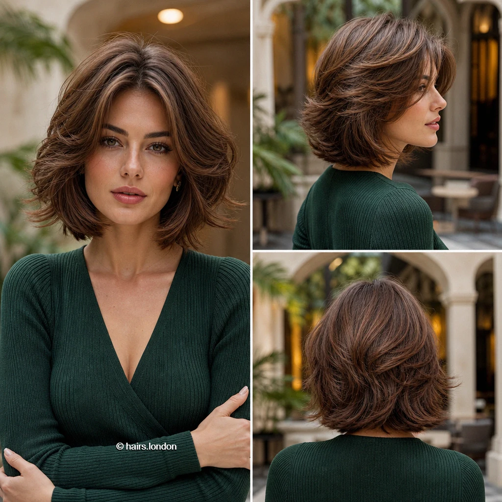 20 Rounded and Layered Bob Haircuts for a Shape That Moves Chestnut Flicked Bob