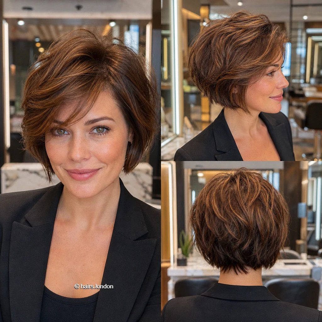 25 Brunette Bob Haircuts: Sleek Lines, Soft Layers and Short Stacks Chestnut Layered Bob