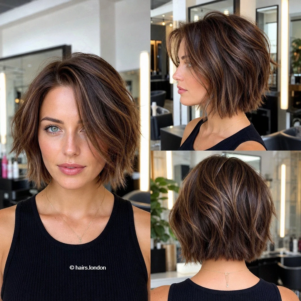 20 Short Bob Haircuts, From Tousled Layers to Sleek Angles Chestnut Layered Bob