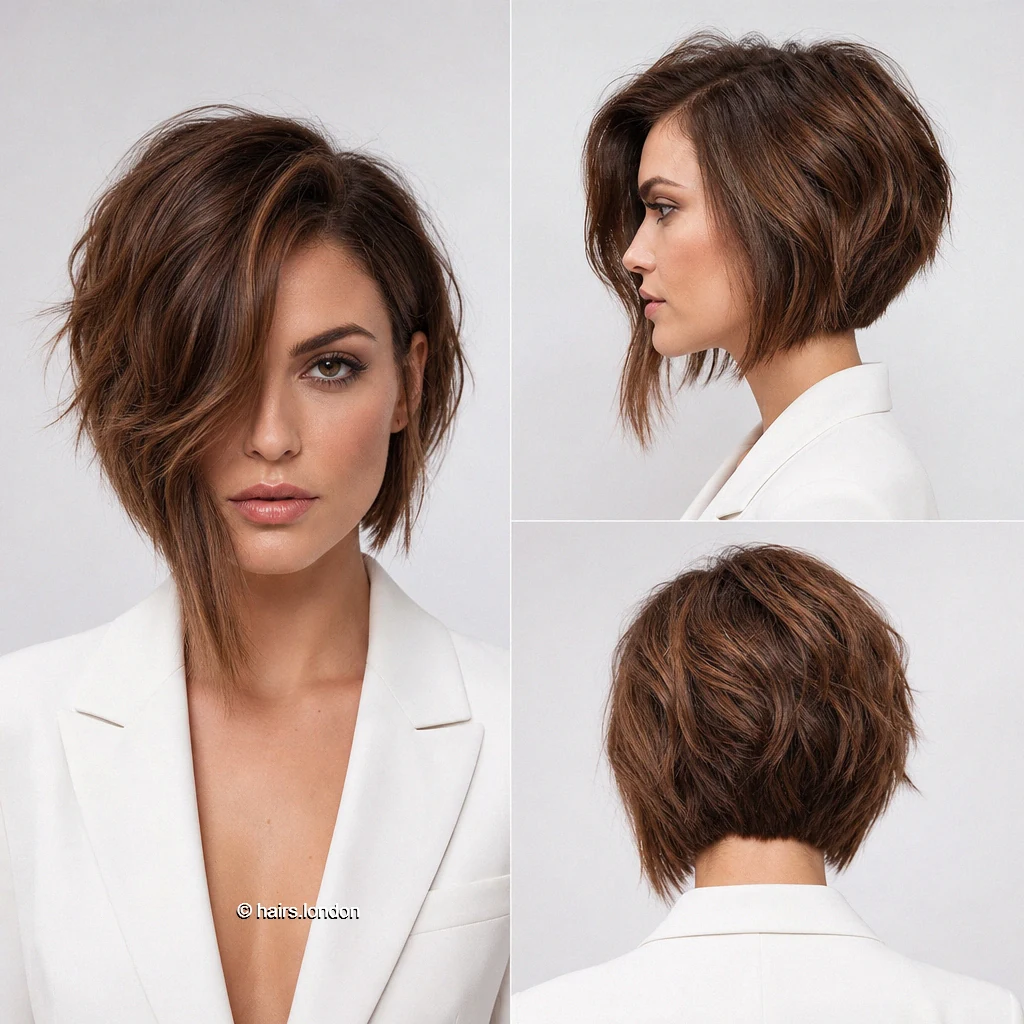20 Brunette Bob Haircuts: Graduated Shapes and Textured Styles Chestnut Longside Bob