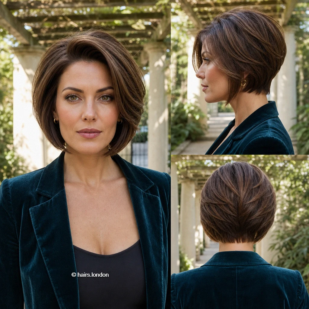 22 Brunette Bob Haircuts, from Soft Waves to Sculpted Shapes Chestnut Nape Bob