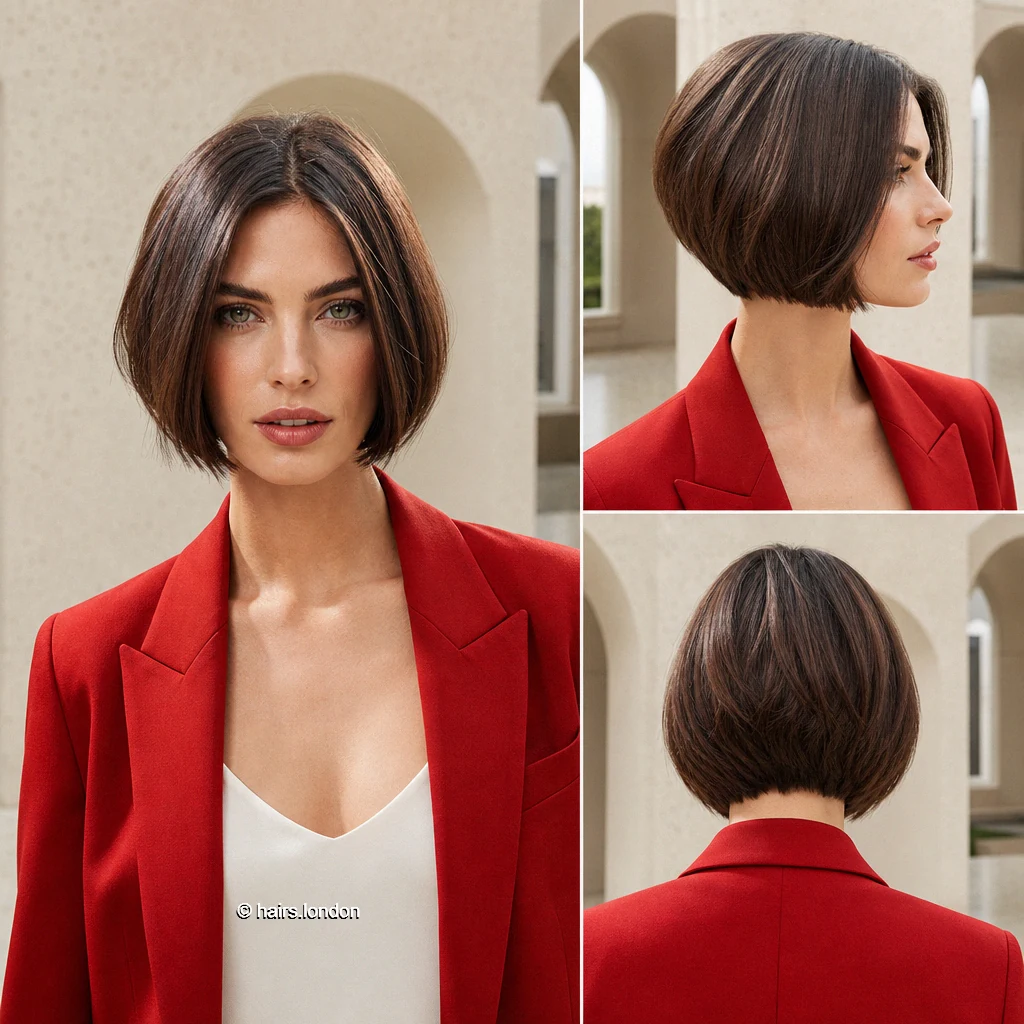 25 Brunette Bob Haircuts, From Sleek Jawline Shapes to Textured Lobs Chestnut Nape Outline