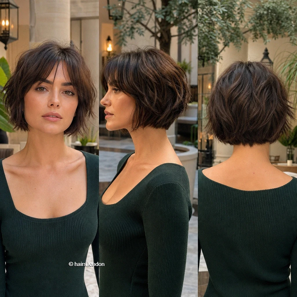 20 Brunette Bob Haircuts: Graduated Shapes and Textured Styles Chestnut Piecey Bob