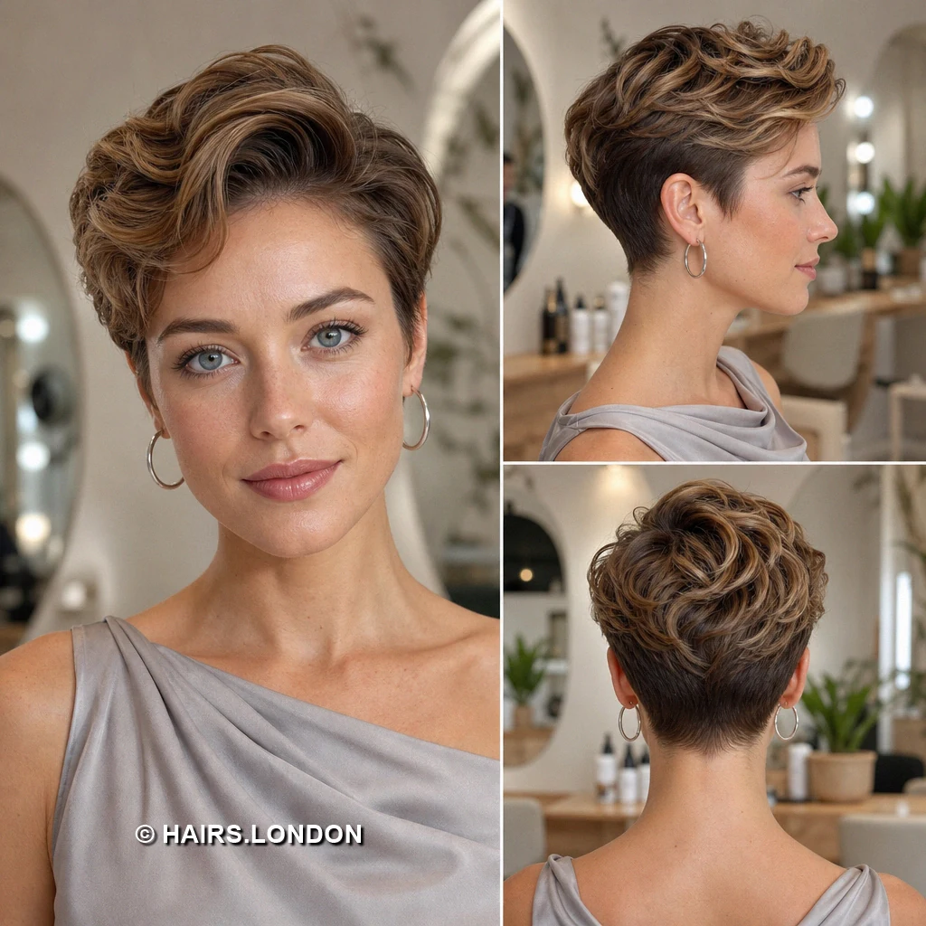 18 Textured Pixie Haircuts with Swept Fringe and Tapered Napes Chestnut Rolled Sweep
