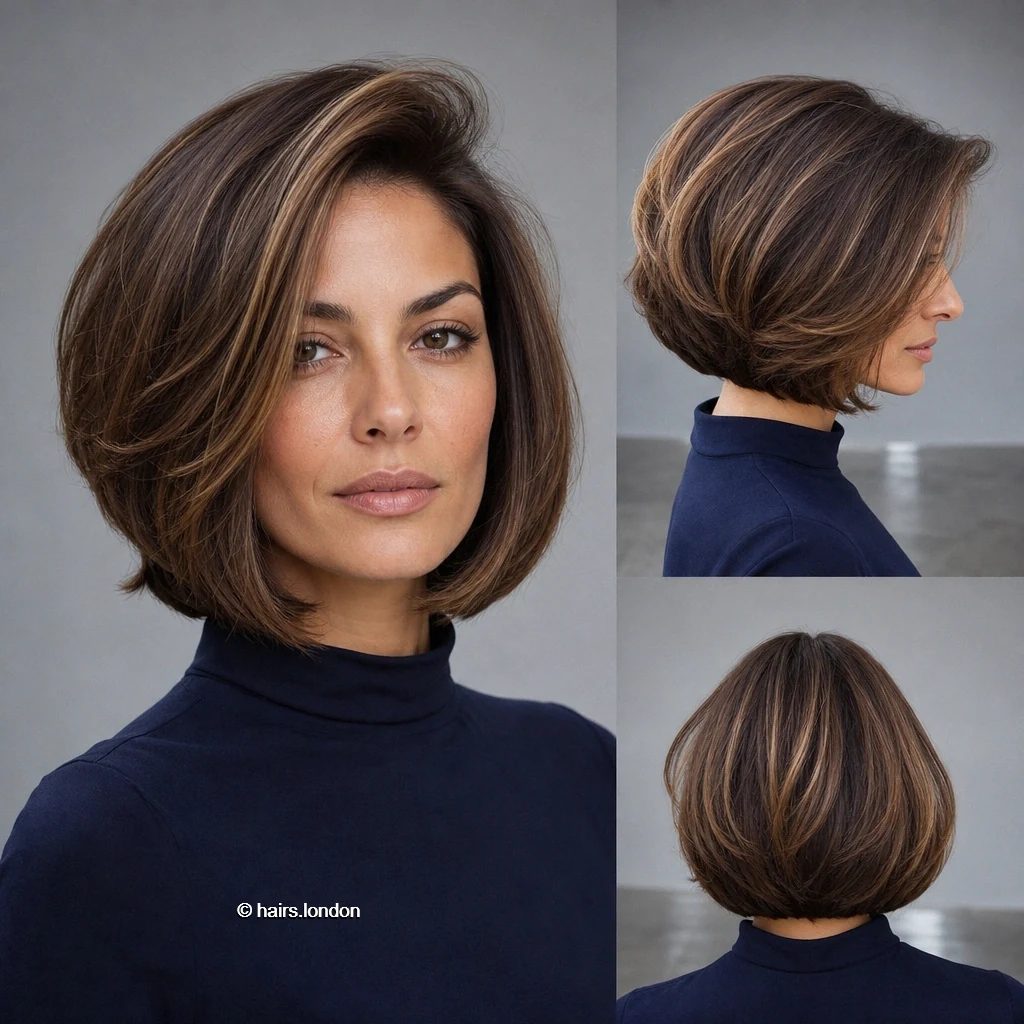 20 Bob Haircut Ideas, From Softly Layered to Sleek and Graduated Chestnut Rounded Bob
