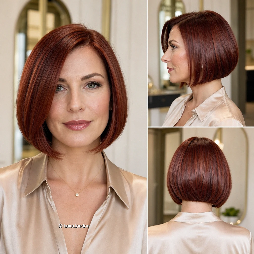 20 Red Bob Haircuts, From Sleek Chin-Length Shapes to Short Layered Cuts Chestnut Sidepart Bob