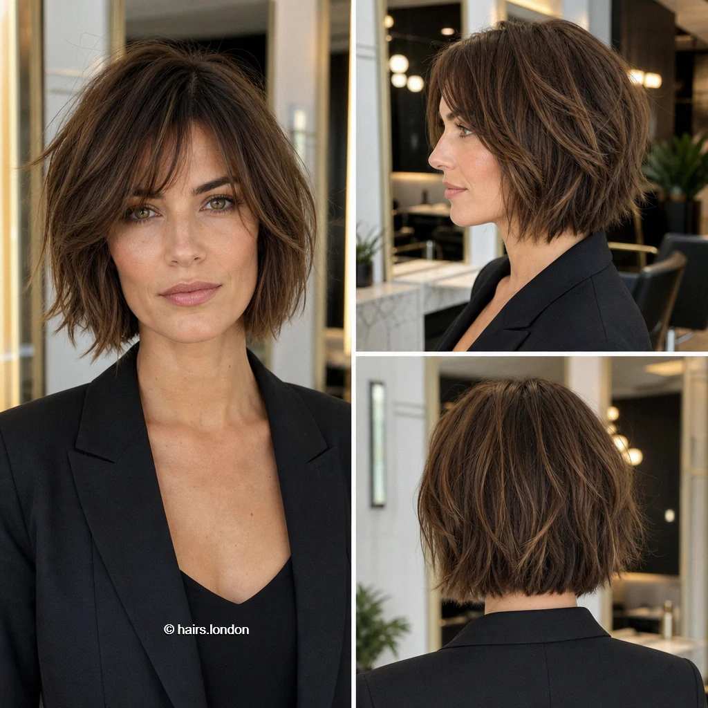 20 Brunette Bob Haircuts: Graduated Shapes and Textured Styles Chestnut Softfringe Bob