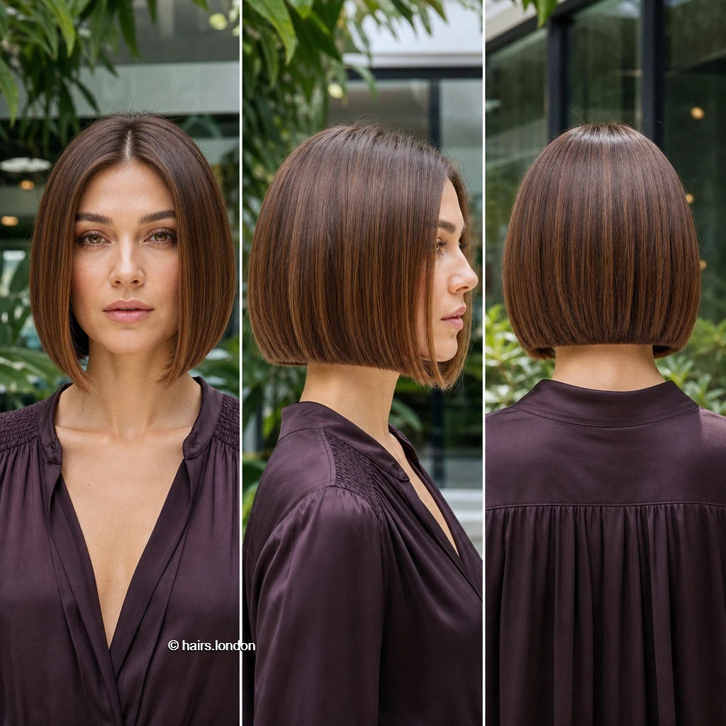 20 Bob Haircuts: Textured, Polished, and Angled Shapes Chestnut Straight Bob