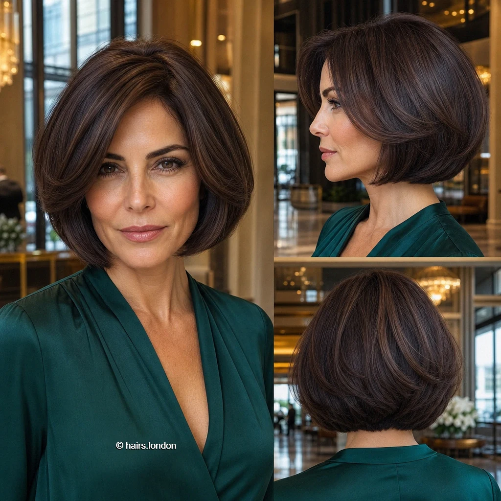 20 Rounded and Layered Bob Haircuts for a Shape That Moves Chestnut Sweeping Bob