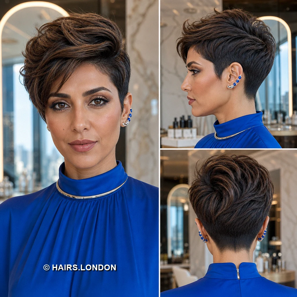 18 Short Textured Pixie Haircuts for Brunette Hair Chestnut Sweeping Undercut