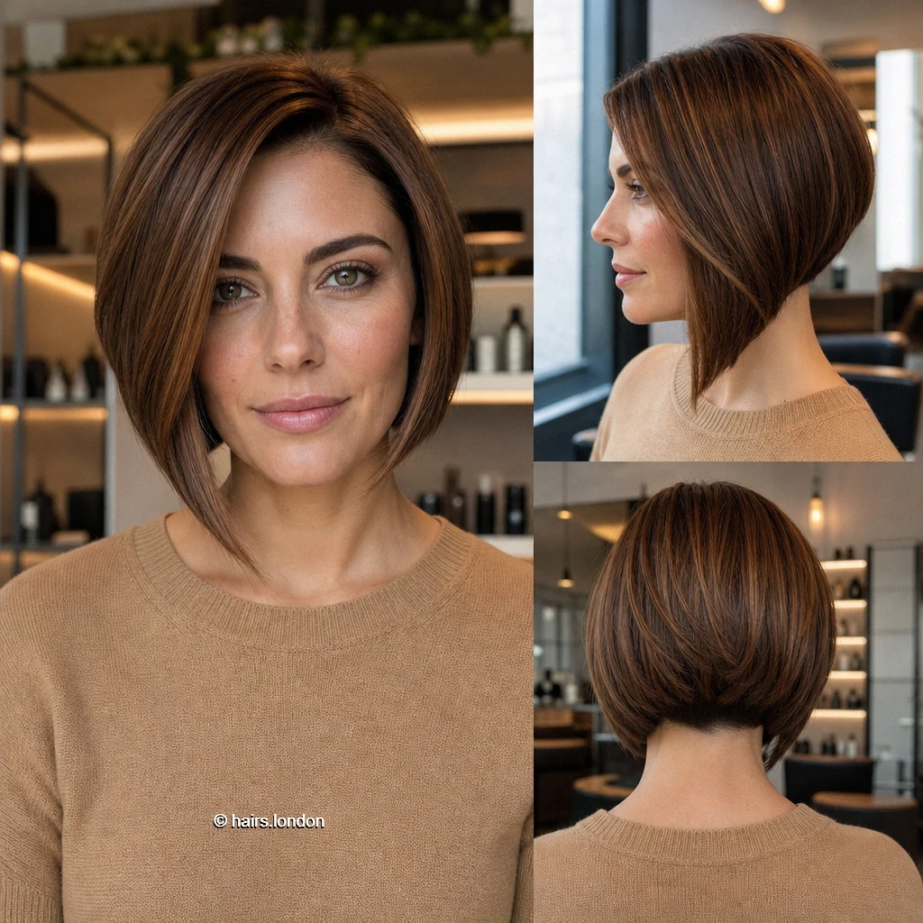 20 Brunette Bob Haircuts: Graduated Shapes and Textured Styles Chestnut Tapered Bob