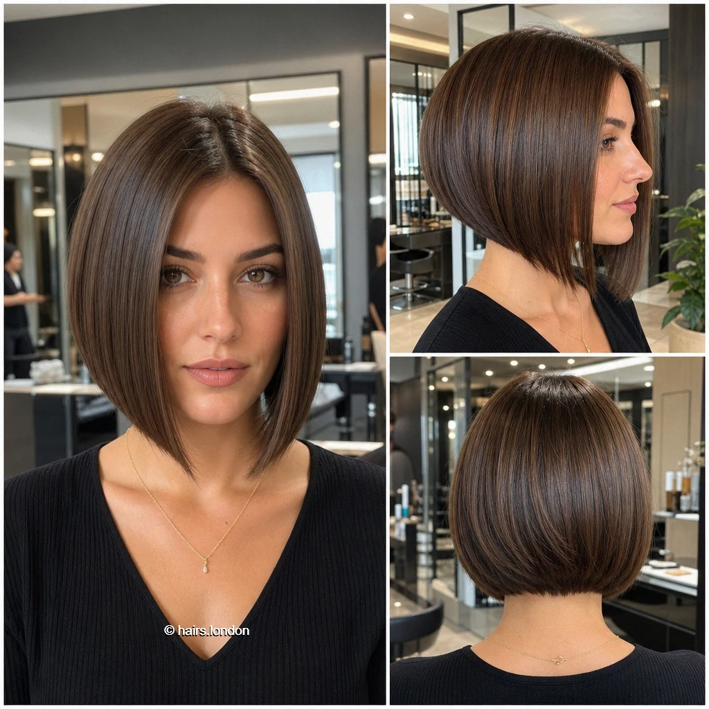 20 Short Bob Haircuts, From Tousled Layers to Sleek Angles Chocolate Aline Bob