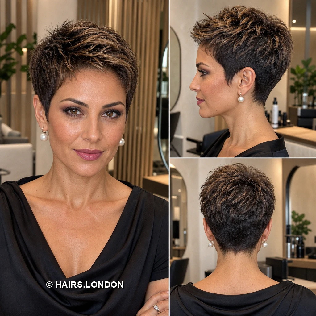 17 Textured Pixie Haircuts with Sweeping Fringes and Tapered Napes Chocolate Piecework Pixie