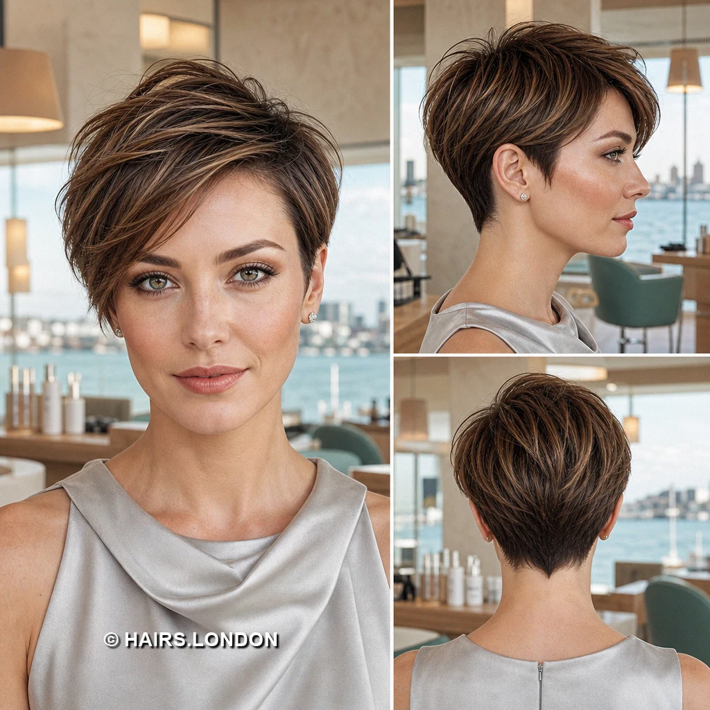 20 Short Brunette Pixie Haircuts with Curls, Sweeps, and Tapered Napes Chocolate Ringlet Taper