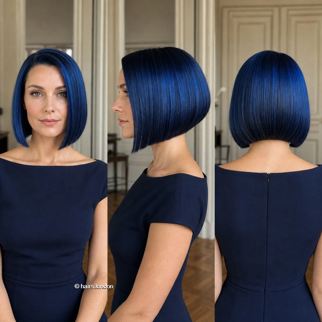 20 Blue and Green Bob Haircuts, From Sleek Angles to Tousled Layers Cobalt A-Line Bob