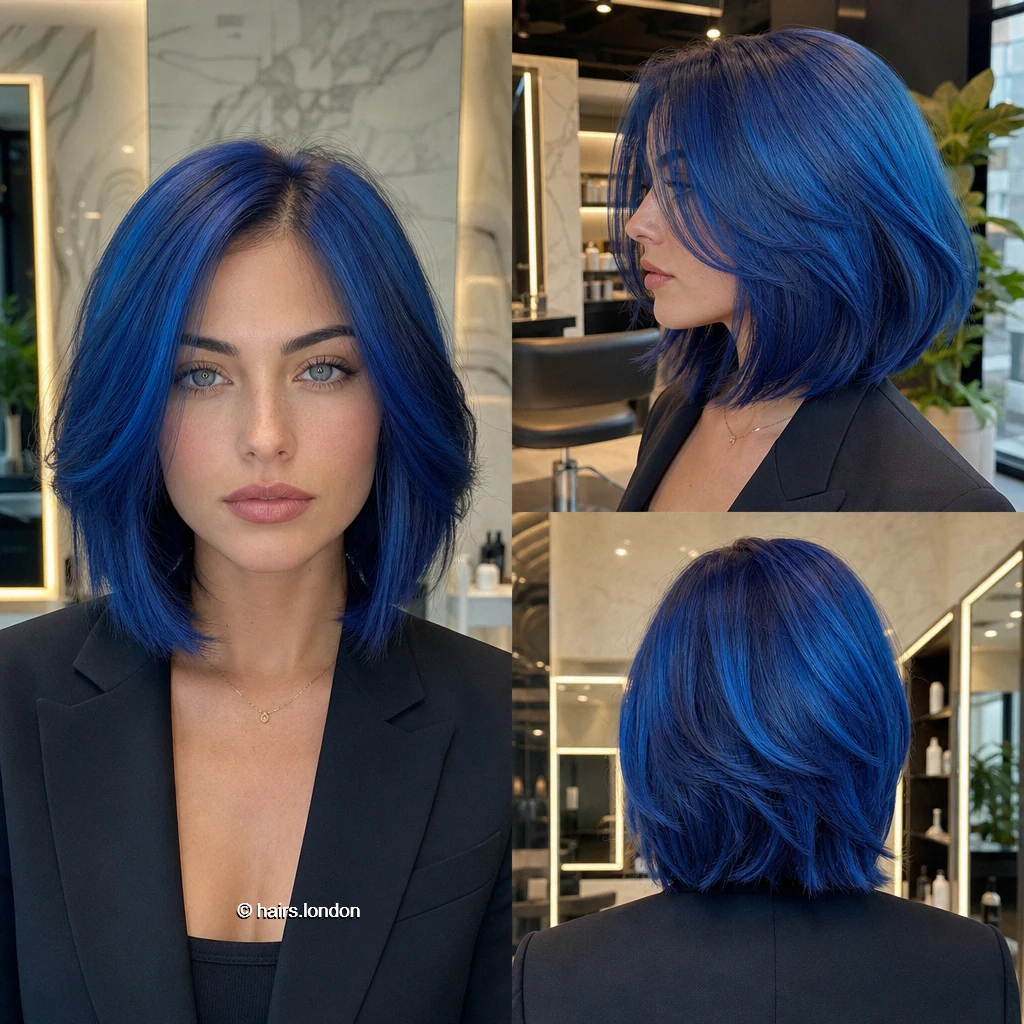 20 Blue and Green Bob Haircuts, From Soft Layers to Sculpted Shapes Cobalt Airylayer Bob