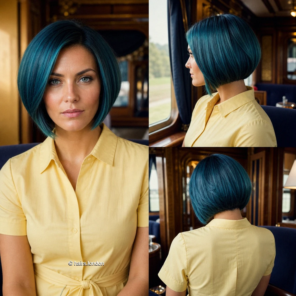 20 Teal Bob Haircuts, From Sleek Jaw-Length Shapes to Textured Short Bobs Cobalt Aline Bob