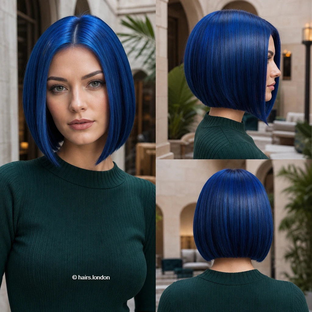 20 Blue and Green Bob Haircuts, From Sleek to Textured Cobalt Aline Bob