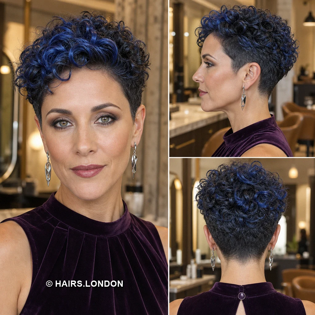 17 Blue Pixie Haircuts with Cobalt, Teal, Sapphire and Silver Color Cobalt Curly Pixie