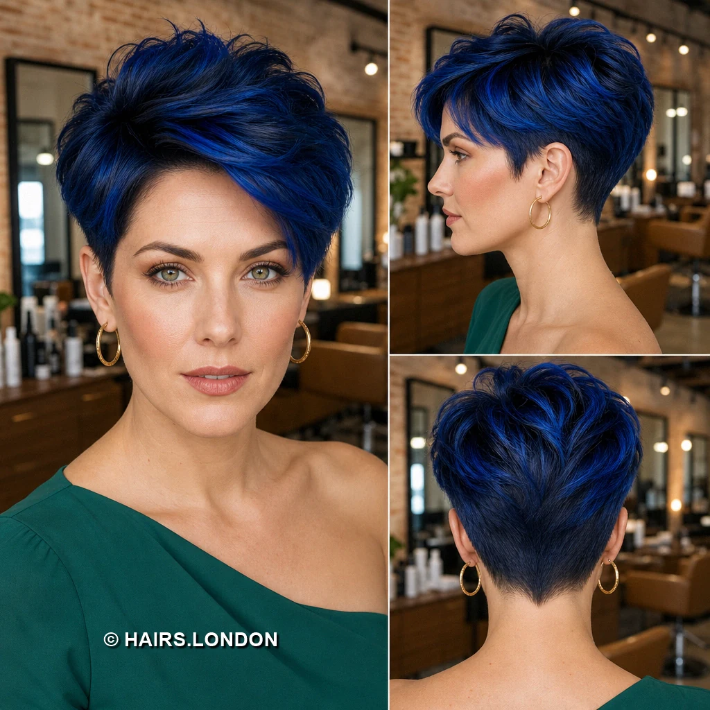 19 Blue Pixie Haircuts, From Cobalt Sweeps to Teal and Silver Layers Cobalt Lifted Crop