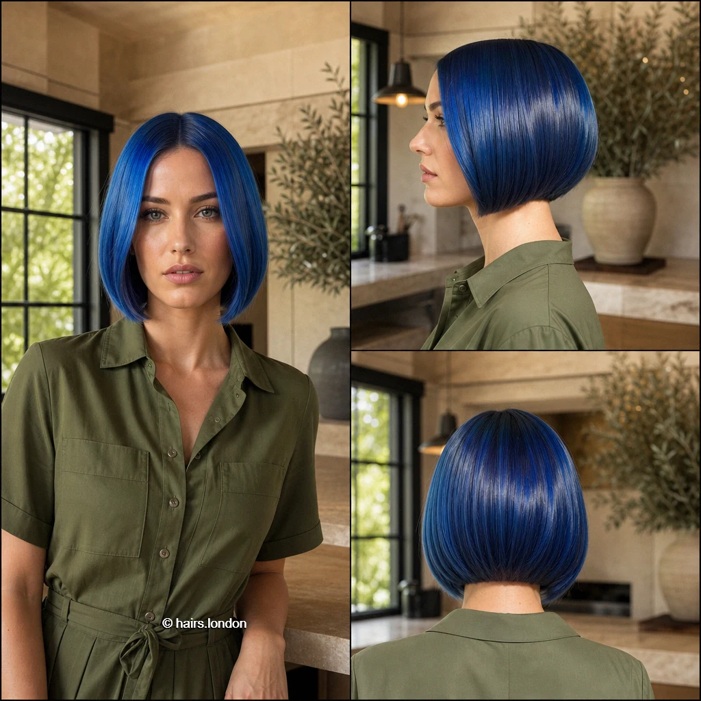 18 Blue Bob Haircuts, From Sleek Lines to Textured Layers Cobalt Sleek Bob