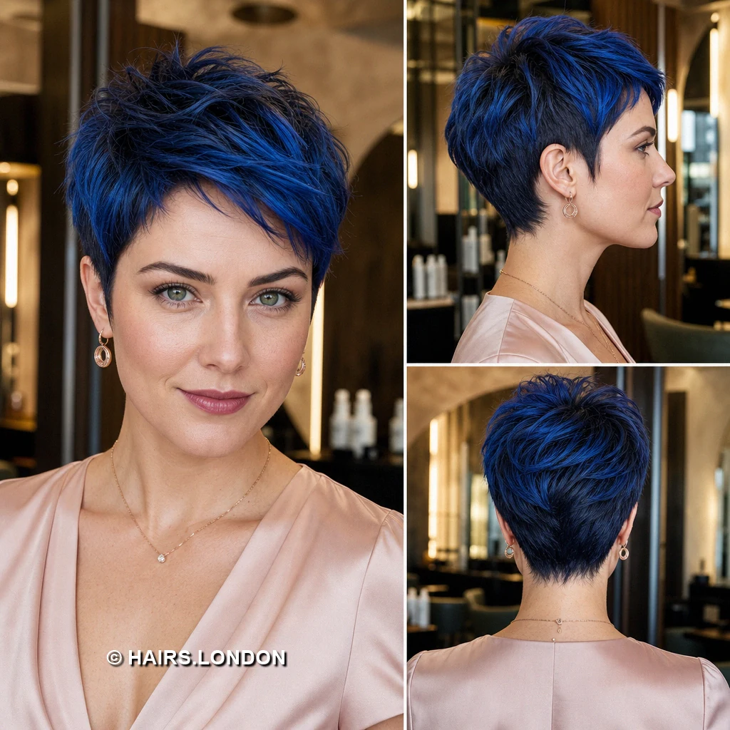 17 Blue Pixie Haircuts with Cobalt, Teal, Sapphire and Silver Color Cobalt Textured Pixie