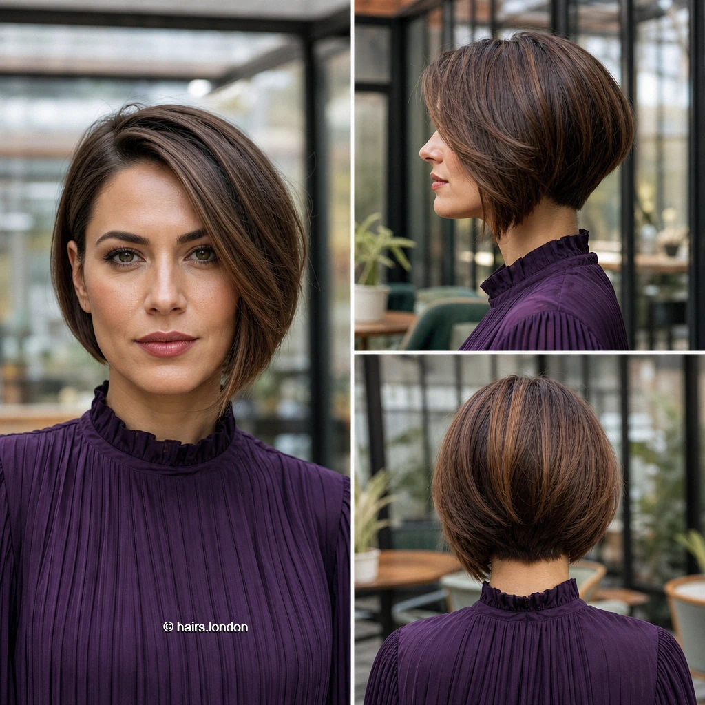 20 Bob Haircuts: Angled, Graduated and Textured Ideas Cocoa Angled Bob