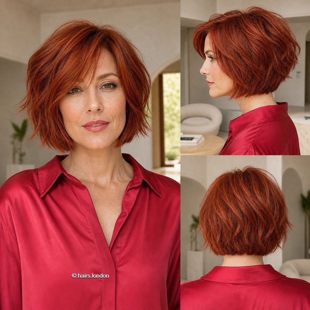 20 Red Bob Haircuts, From Soft Copper Waves to Sculpted Burgundy Shapes Copper Airy Bob
