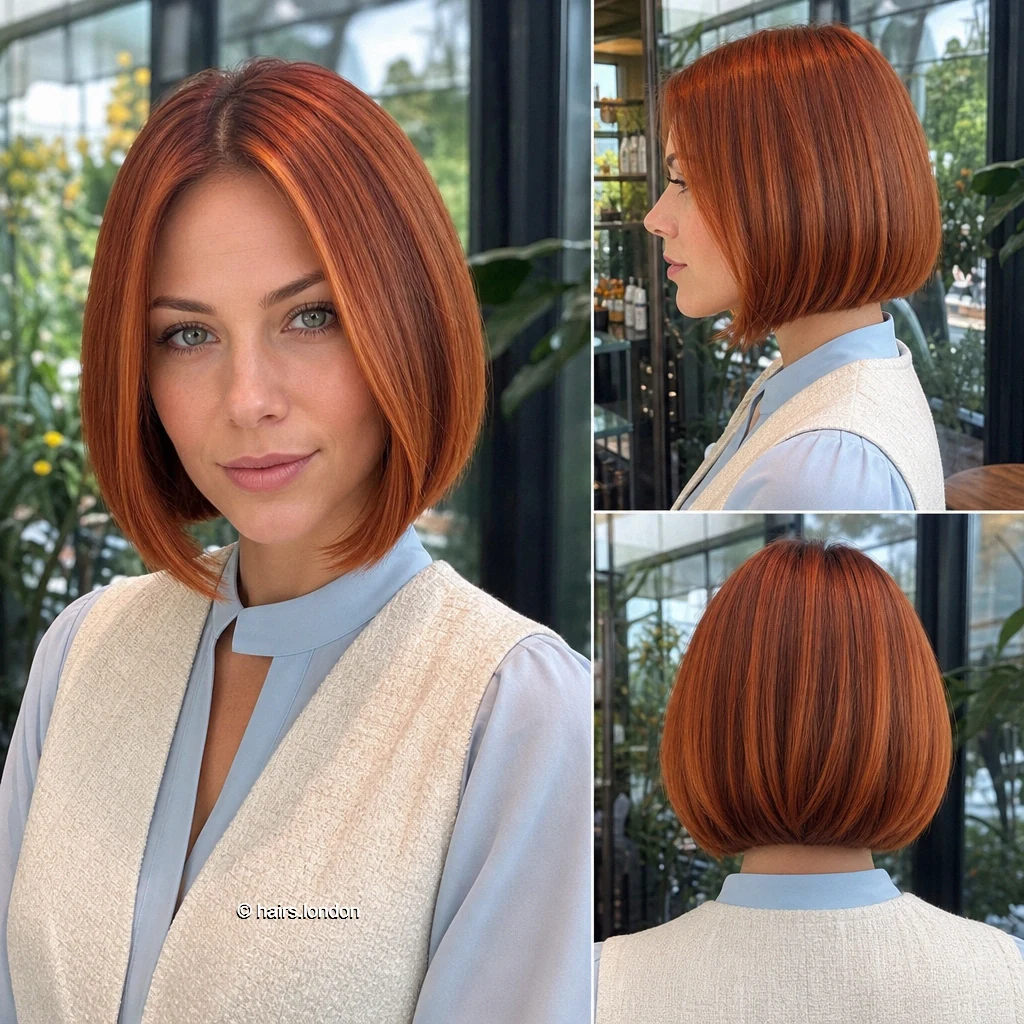 20 Colorful Bob Haircuts, From Textured Crops to Sleek Angled Shapes Copper Aline Bob