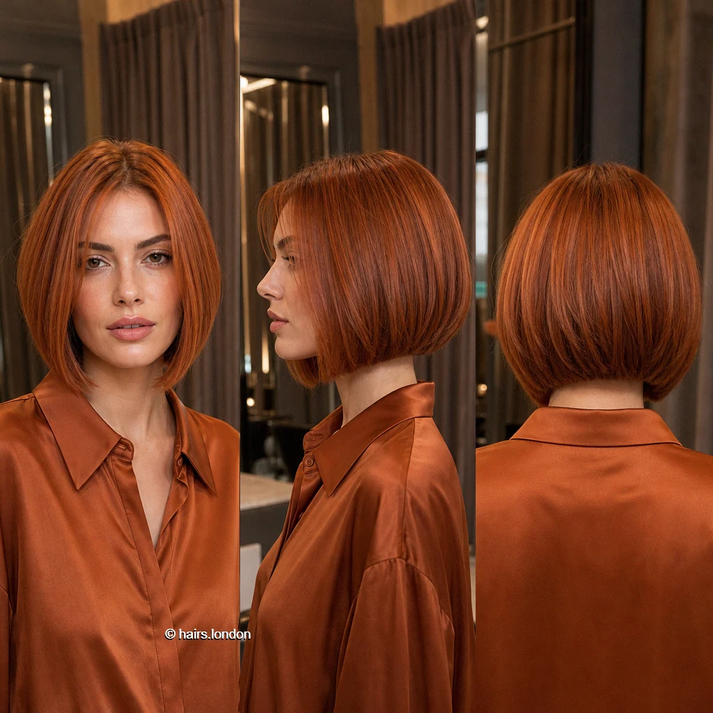 20 Red Bob Haircuts, From Soft Copper Waves to Sculpted Burgundy Shapes Copper Aline Curve