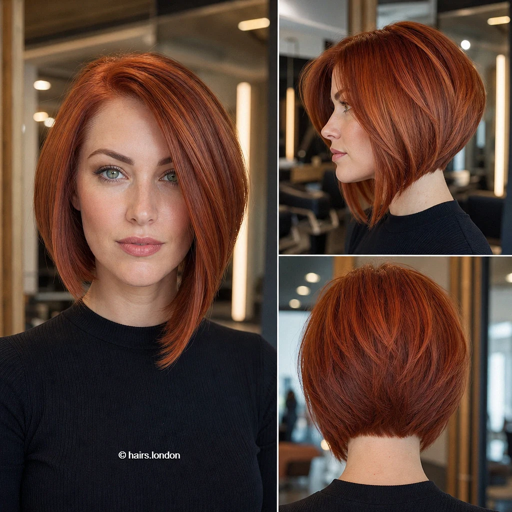 22 Bob Haircut Ideas: Sleek Angles, Soft Layers and Textured Shapes Copper Asymmetrical Bob