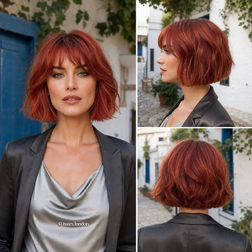 20 Bob Haircut Ideas: Rounded, Textured and Fringe Styles Copper Choppy Bob
