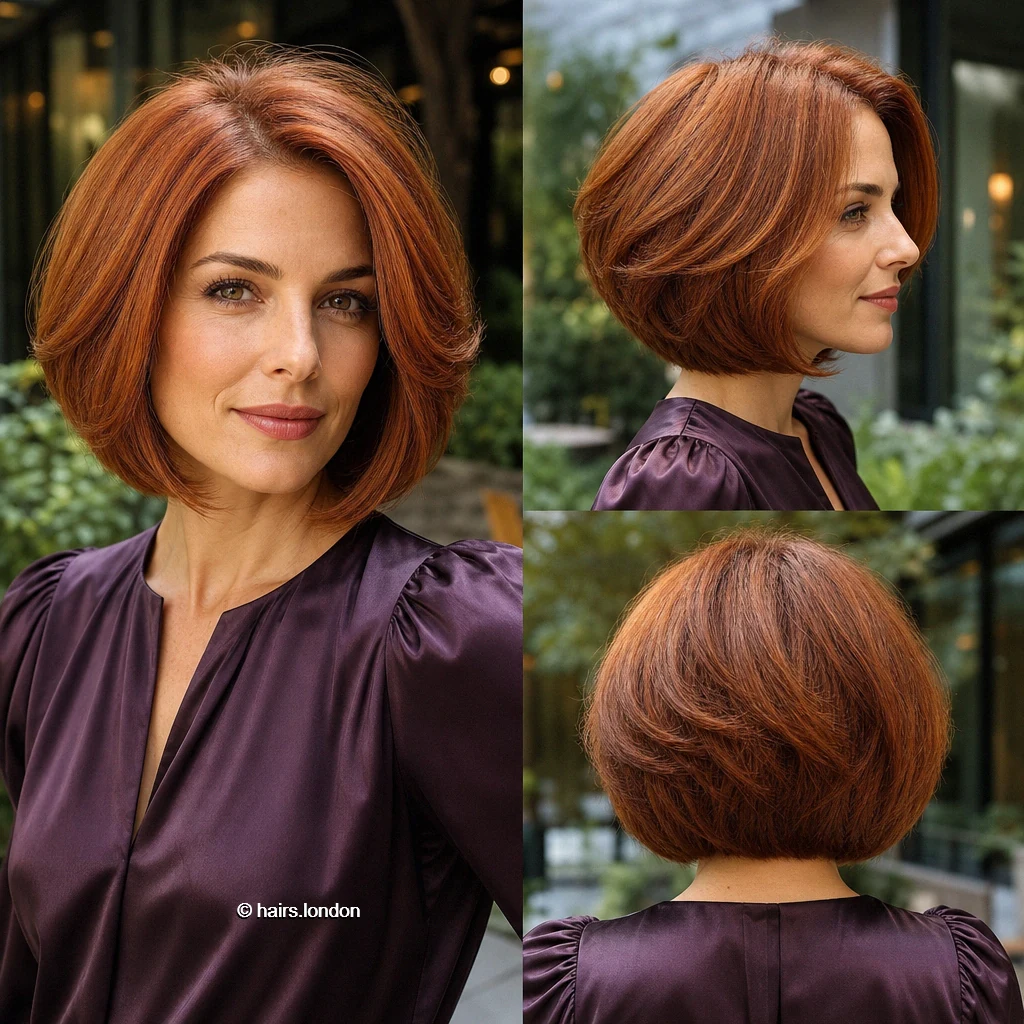 20 Red Bob Haircuts, From Rounded Copper Cuts to Textured Burgundy Styles Copper Curved Bob