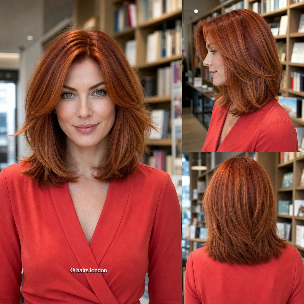20 Red Bob Haircuts, From Soft Copper Waves to Sculpted Burgundy Shapes Copper Flipped Lob