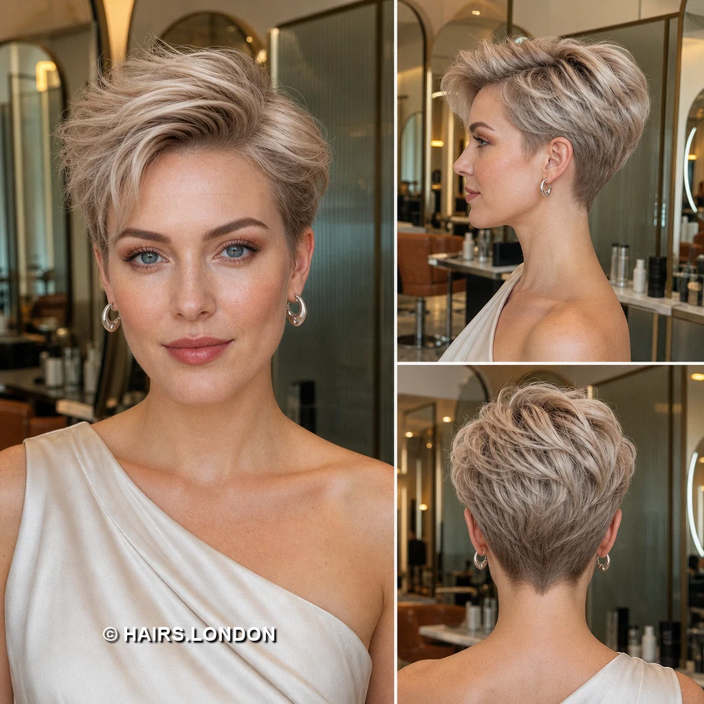 17 Textured Pixie Haircuts with Sweeping Fringes and Tapered Napes Copper Ribboned Pixie