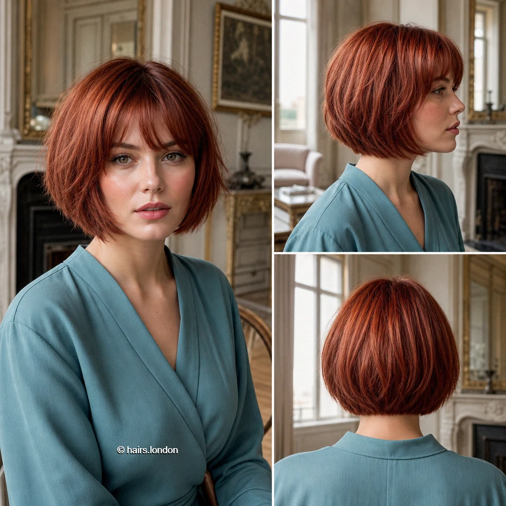 20 Bob Haircut Ideas: Rounded, Textured and Fringe Styles Copper Rounded Fringe