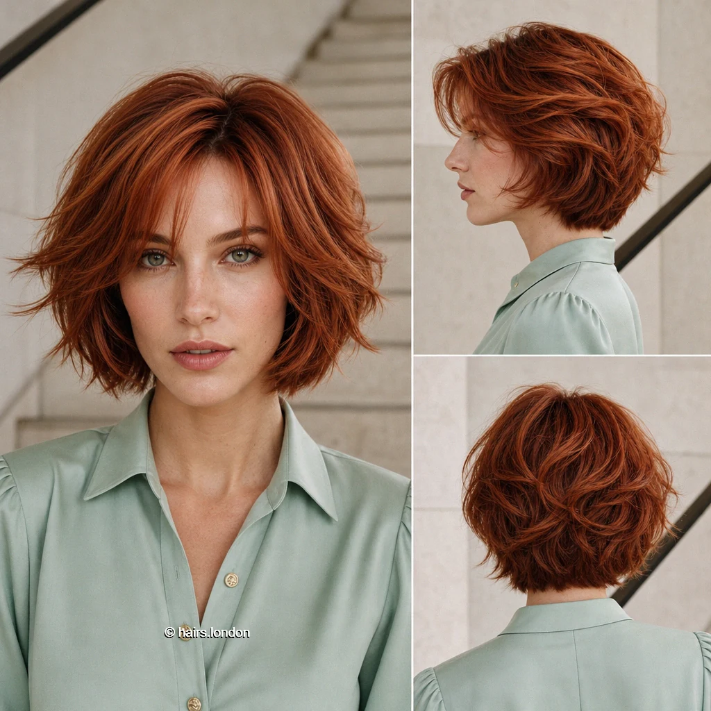 20 Bob Haircut Ideas: Rounded, Textured and Fringe Styles Copper Shaggy Bob