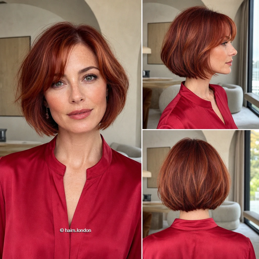 20 Red Bob Haircuts, From Rounded Copper Cuts to Textured Burgundy Styles Copper Sidefringe Bob