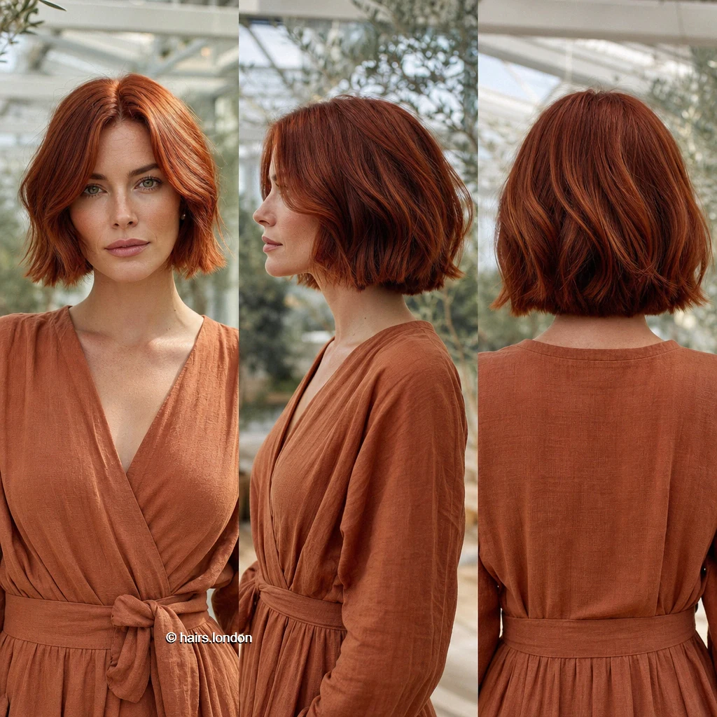 20 Bob Haircut Ideas: Rounded, Textured and Fringe Styles Copper Softedge Bob