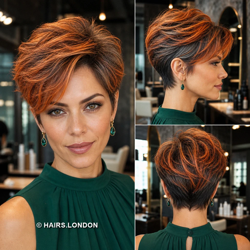 17 Textured Pixie Haircuts with Sweeping Fringes and Tapered Napes Copper Sweeping Pixie