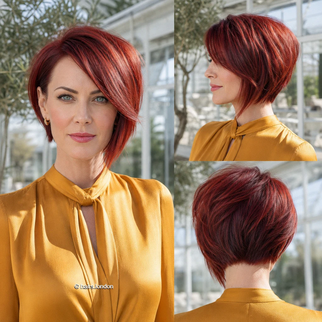 22 Red and Plum Bob Haircuts, from Sleek Lines to Textured Layers Copper Uneven Bob